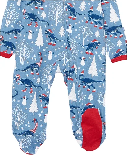 Vista 8 de HonestBaby Sleep and Play Footed Holiday Pajamas One-Piece Sleeper Zip-front Organic Cotton PJs Baby Boys, Girls, Unisex