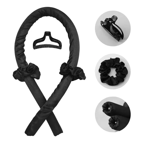 Vista 4 de Diadema de Varilla Rizadora Sin Calor, Cinta de Seda Sin Calor, Varilla Rizadora, Rulos para el Cabello, Rizos con Clip de Garra para el Cabello