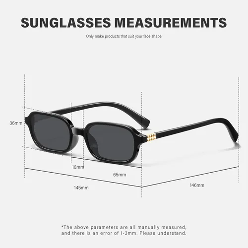 Vista 6 de 4PACK Retro Rectangular Sunglasses for Women Trendy Small 90s y2k Square Sun Glasses UV Protection Travel Goggles