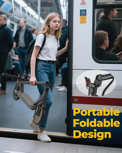 Vista 7 de WERHY Scooter eléctrico, motor potente de 350 W/500 W y neumático de 8.5 Amarillo-gris