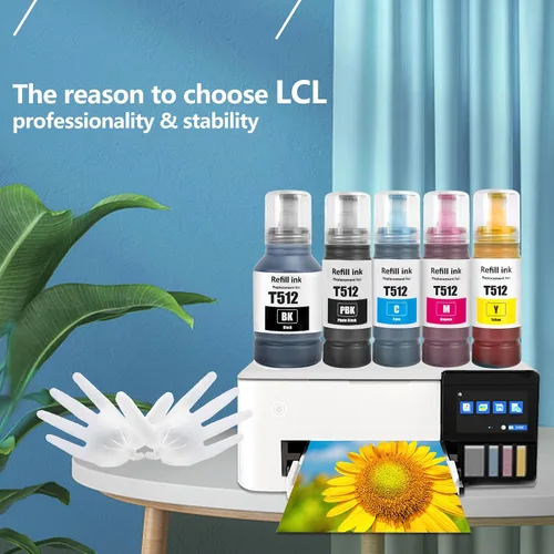 Vista 4 de LCL T512 - Botellas de repuesto de tinta para botellas de repuesto de tinta 512 compatibles con impresora Expression ET7700 ET-7700 ET7750 ET-7750