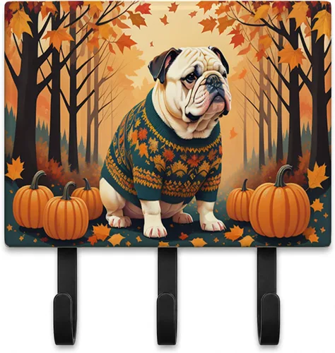 Vista 15 de Affenpinscher - Correa de otoño o llavero Affenpinscher Fall artwork on ceramic tile with three steel hooks for keys, leashes, towels