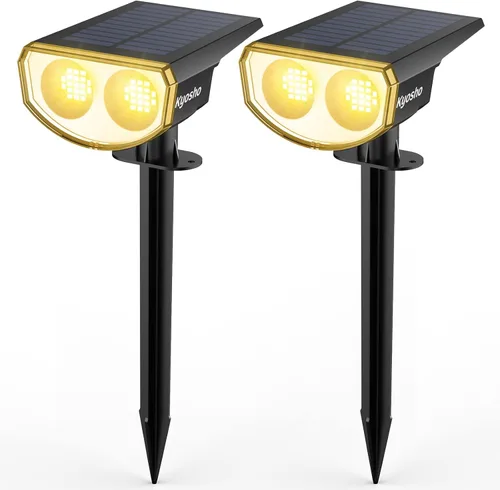 Vista 4 de Kyosho Luces solares que cambian de color al aire libre, 38 LED RGBW impermeables, luces solares de paisaje con 9 modos de iluminación, foco