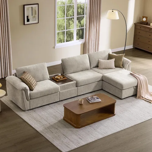 Vista 11 de CHITA Sofás seccionales extra grandes para sala de estar, sofá modular de nube, moderno de mediados de siglo, sofá de 3 plazas, felpilla en crema