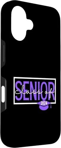 Vista 3 de iPhone 16 Seniors Class of 2024 Colors Purple and White Case