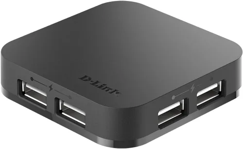 Vista 2 de D-Link Hub USB 2.0 de 4 puertos que incluye 4 puertos de carga rápida, puerto mini USB 2.0 y adaptador de corriente de 5 V/2.5 A (DUB-H4)