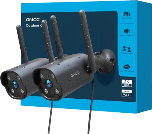 Vista 11 de GNCC Cámara de Seguridad 2K para Exteriores, IP65 Resistente a la Intemperie, Visión Nocturna, Detección de Movimiento y Sonido, Audio