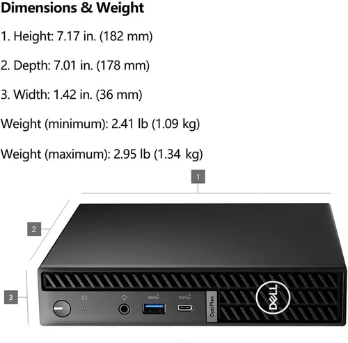 Vista 6 de Dell Mini computadoras de escritorio OptiPlex 7000, Pro Micro Desktop Business PC, Intel 6-Core i5-12400T, RAM DDR4 de 16 GB, SSD PCIe de 512 GB