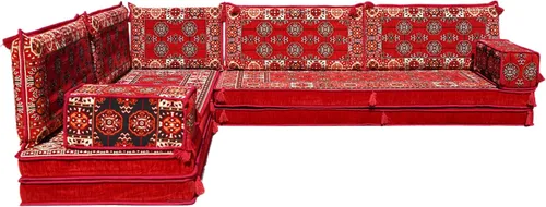 Vista 29 de arabicsofa Juego de Sofá Majlis Árabe de Esquina en Forma de L – Cojín Modular de Piso con Almohadas de Respaldo