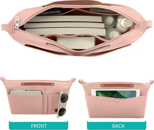 Vista 5 de Soyizom Organizador de bolso, organizador de bolsa de inserción para bolsos, organizador de fieltro con cremallera y bolsa de llavero en la bolsa