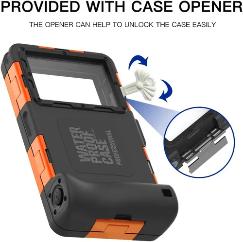 Vista 5 de Funda impermeable para teléfono, funda de teléfono de buceo para iPhone Samsung Galaxy Google LG Series, subacuática profesional de 50 pies al aire