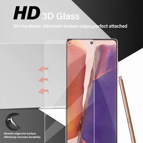 Vista 4 de Protector de pantalla de vidrio templado para Galaxy Note 20 + protector de lente de cámara [2 + 2 unidades] [huellas dactilares compatibles]