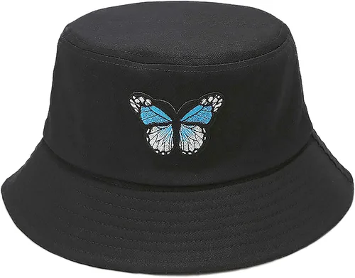 Vista 30 de XYIYI - Sombrero de pescador de algodón con bordado de moda, sombrero de cubo de playa para mujeres y niñas