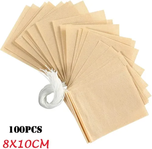 Vista 8 de AKOAK - Juego de 100 bolsas de filtro de papel para té, desechables, color primario 8, 3.9 in