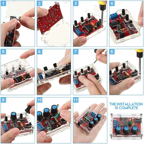 Vista 3 de Kiro&Seeu XR2206 DDS Función precisa Generador de Señal Módulo DIY Kit Sinusoidal/Triángulo/Onda Cuadrada 1Hz-1MHz Frecuencia Ajustable 9-12V DC