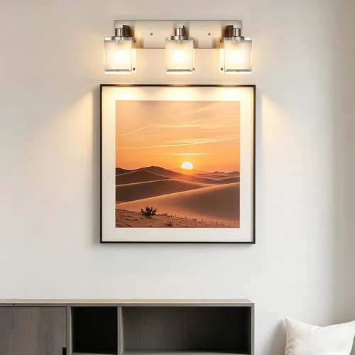 Vista 4 de Accesorios de iluminación de tocador de baño 3 lámparas de pared