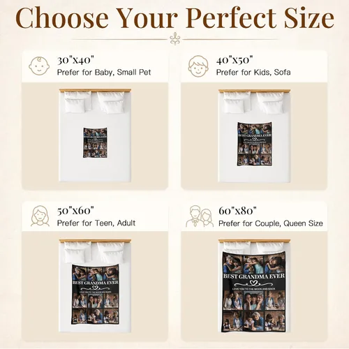 Vista 3 de Regalos para abuela, manta para el día de la madre, regalo para la abuela de parte de nietos, manta de fotos personalizada, mantas personalizadas