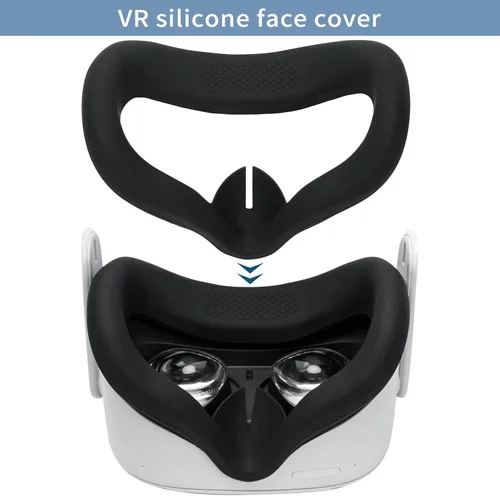 Vista 5 de Funda de silicona para Meta Oculus Quest 2, accesorios para Oculus Quest 2, cubierta facial de silicona VR con cubierta protectora de lente, protege