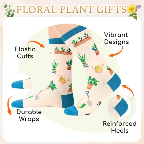Vista 3 de Zmart Plant Gifts - Funny Sunflower Plant Socks, Gardening Gifts for Women