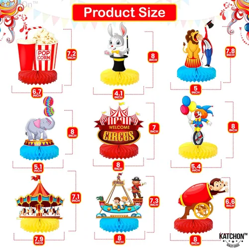 Vista 2 de KatchOn, Centros de mesa de carnaval para mesas, paquete de 9, decoraciones de fiesta temática de circo, decoraciones de mesa de circo, decoración