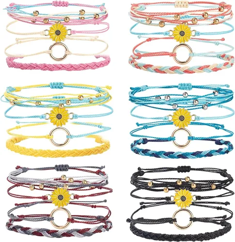 Vista 8 de String Boho Bracelet Ankle Adjustable Beaded Anklets,Handmade Surfer Beach Bracelets,Colorful Braided Bracelets String Rope Anklets Bracelets