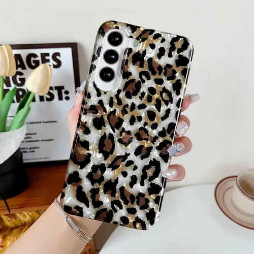 Vista 5 de J.west Funda para Samsung Galaxy S23 Plus de 6.6 pulgadas, Funda de Lujo con Estampado de Leopardo y Guepardo, Diseño Translúcido y Nacarado, Funda