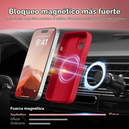 Vista 3 de Funda magnética para iPhone 13, compatible con MagSafe, protección completa de la cámara, protector de pantalla, silicona a prueba de golpes, funda