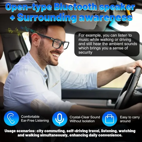 Vista 2 de Lentes inteligentes de traducción AI Pro con 138 idiomas, gafas Bluetooth compatibles con ChatGPT, lente fotocromática con altavoces de oreja