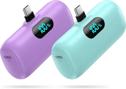 Vista 9 de [Paquete de 2] Cargador portátil para iPhone 17/16/15, Mini Power Bank 5000mAh PD USB C Cargador de teléfono portátil, Paquete de batería esencial