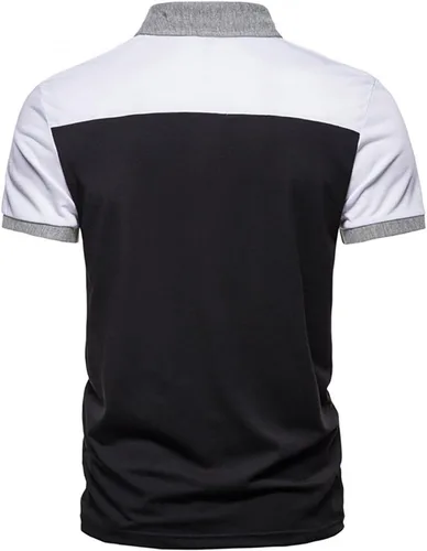 Vista 3 de Camisas de lino para hombre, de manga corta, de punto, con botones, estilo casual, con bolsillos frontales
