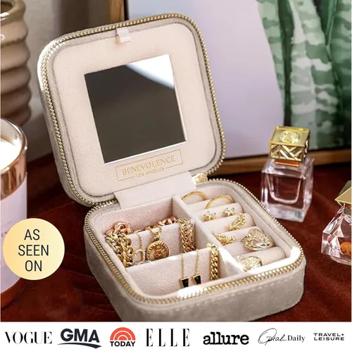 Vista 6 de Joyeros de viaje de terciopelo afelpado para mujer, caja organizadora de joyas, estuche pequeño de viaje para joyería , organizador de aretes