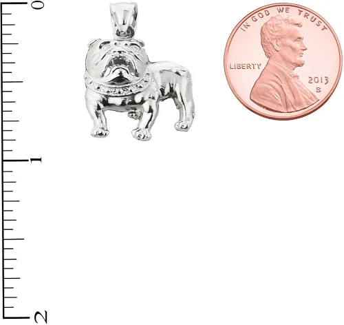 Vista 2 de Alta Polaco 14K oro blanco Bulldog Colgante Charm