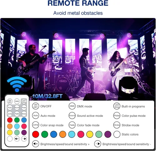 Vista 2 de Luces LED Par de escenarios: 100 W regulables de doble efecto 10 anillos LED rodeado de 14 RGBW Par Can - Control remoto y DMX - para fiesta de DJ