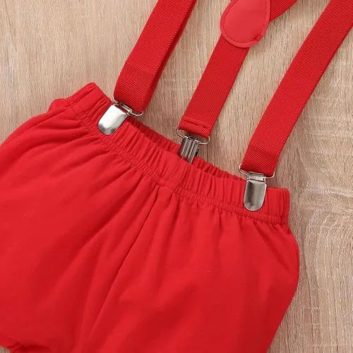 Vista 6 de Ropa divertida para el primer cumpleaños para bebé, ropa para bebé, corbatín, diseño de dinosaurio, conjunto de pantalones con tirantes