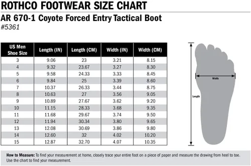 Vista 5 de Rothco Men's Combat AR 670-1 Coyote Forced Entry Tactical Boot