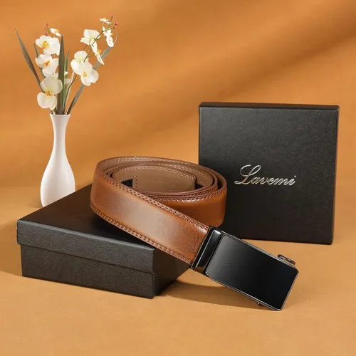 Vista 6 de Lavemi - Cinturón de cuero con hebilla automática, con elegante caja de regalo