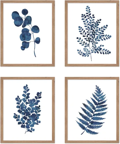 Vista 55 de Poster Master Póster botánico vintage de 3 piezas, estampado floral retro, regalo para artistas, amigos, flores de acuarela, brillante, azul