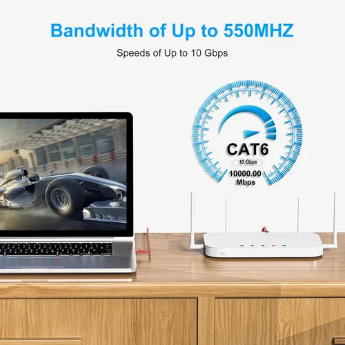 Vista 5 de Cables de Parche Cat6 de 1.5 Pies (Paquete de 6), Cable Ethernet Cat 6, Cable CCA de 24AWG, Red UTP, Cable de Internet, Compatible con PC