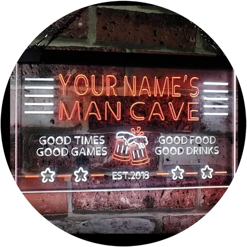 Vista 25 de ADVPRO Letrero de neón LED personalizado con texto en inglés "Man Cave Home Bar Est. Year Single Color LED Neon Sign 12 x 8.5" st4s32-x0012a-tm-b