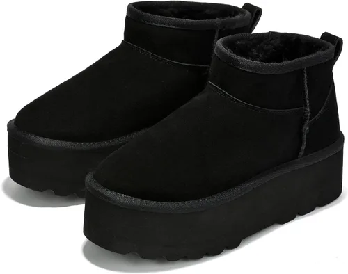 Vista 15 de Project Cloud - Botines de piel 100% auténtica para mujer, botas de plataforma Castaño