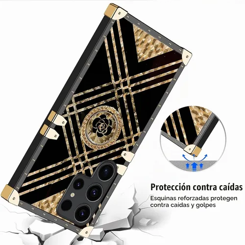 Vista 7 de Funda para S23 Ultra, Galaxy S23 Ultra para mujer, funda a prueba de golpes, TPU retro, elegante, clásica, borde de lujo, protección completa