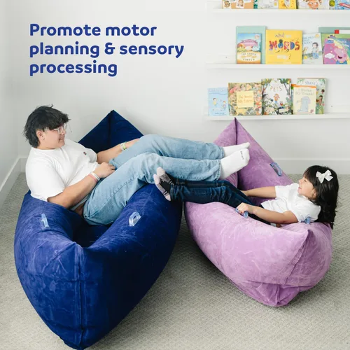 Vista 4 de Air-Lite - Canoa acogedora – Silla sensorial inflable para necesidades sensoriales – Canoa de compresión para niños a partir de 3 años – Muebles Azul
