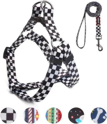 Vista 18 de QQPETS Juego de correa de arnés para perro, ajustable, resistente, sin tirones, arnés halter para perros de razas pequeñas, medianas y grandes, clip