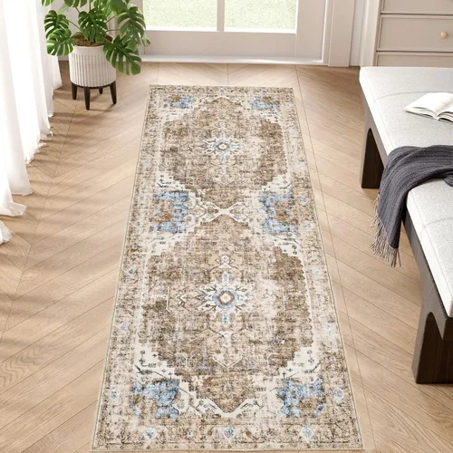 Vista 65 de jinchan Alfombra de Área 2x3 pies Alfombra Vintage de Entrada Lavable Bohemia Tapete Interior para Puerta Medallón Floral Tapete Pequeño para Puerta