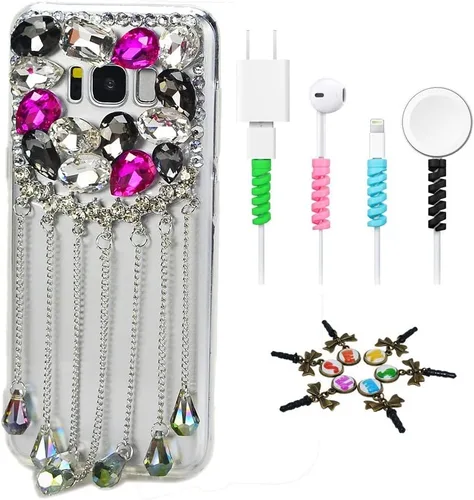 Vista 7 de Sparkle Funda compatible con Samsung Galaxy J2 Prime – Elegante funda 3D hecha a mano con diseño floral de búho nocturno con protector de cable