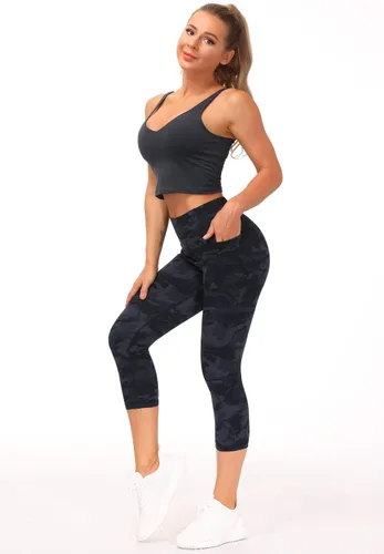 Vista 5 de The GYM People - Leggings de entrenamiento con control de abdomen y bolsillos pantalones de yoga atléticos de cintura alta para mujeres que corren