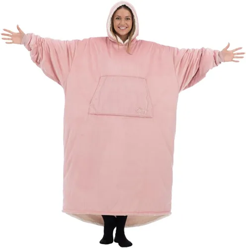 Vista 18 de THE COMFY Original - Manta de forro polar de microfibra con forro sherpa, diseño de gran tamaño con capucha y bolsillo de Shark Tank