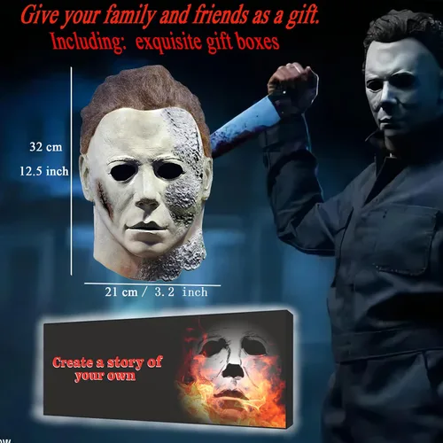 Vista 2 de Máscara de Michael Myers y disfraz de Michael Myers, máscaras de Micheal Myers para adultos, espeluznante micheal myers Halloween, máscara original