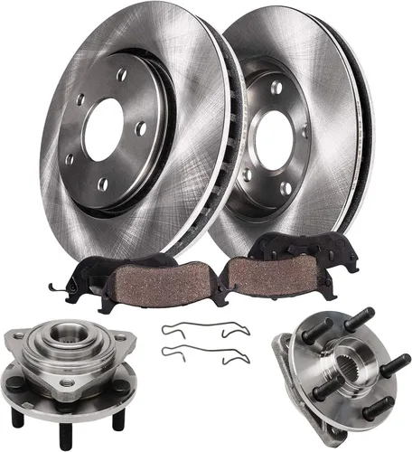 Vista 39 de Detroit Axle - Juego de 6 piezas de rotores de disco de freno delantero + pastillas de freno cerámicas de repuesto para Land Rover LR3 Range Rover