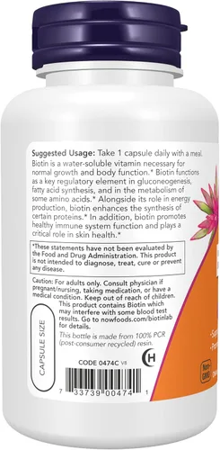 Vista 2 de NOW Foods por Now Biotin Energy Production 5000 mcg- 120 Vcaps